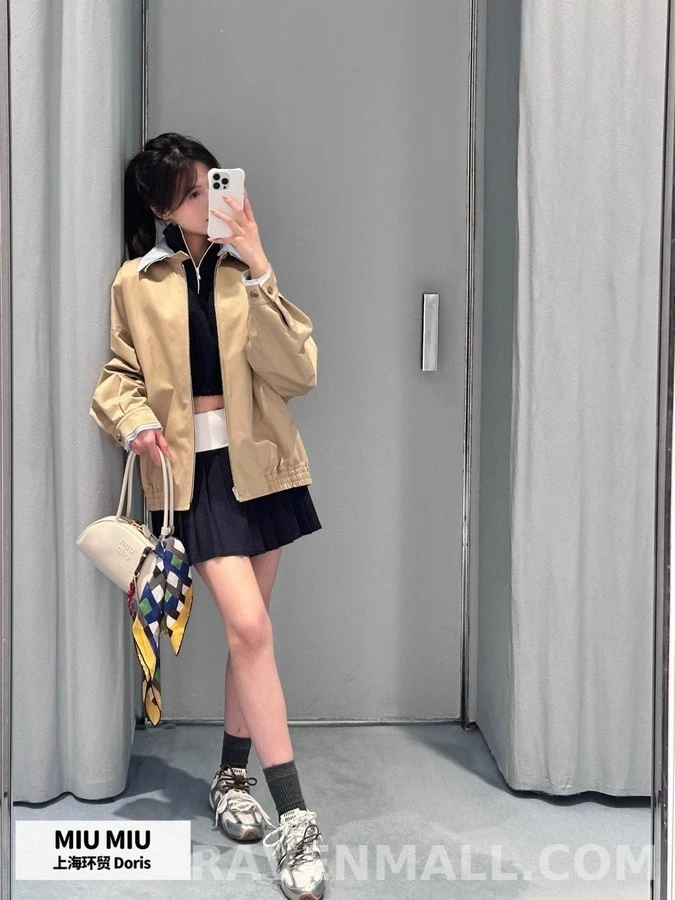 미우미우 미우미우 로고 스트라이프 카라 셔츠 상세 이미지