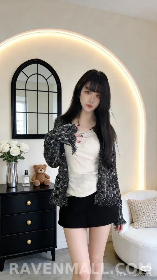 샤넬 샤넬 마름모 패턴 술 가디건 상세 이미지