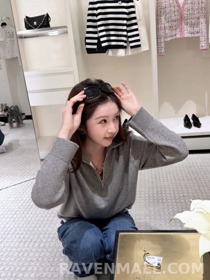 샤넬 샤넬 더블C 반집업 레이어드 니트 상세 이미지