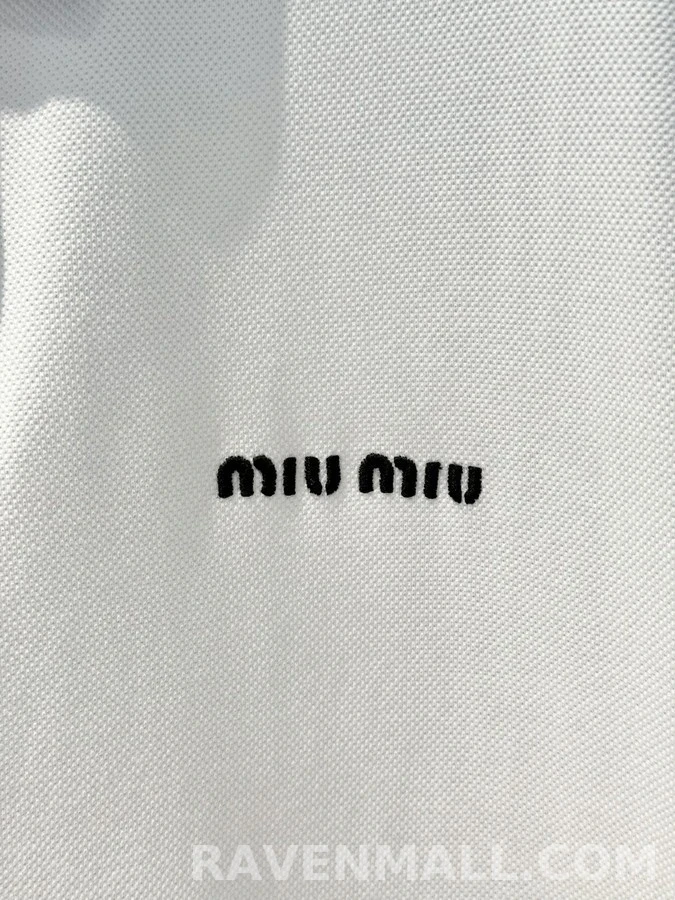 미우미우 미우미우 체크 배색 폴로 긴팔 티셔츠 상세 이미지