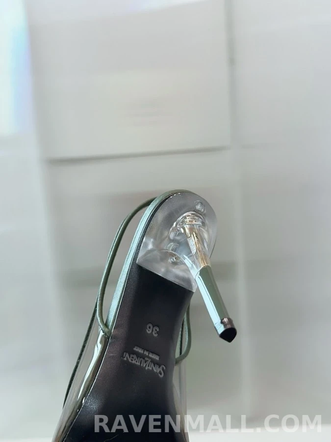 생로랑 세인트로랑 PVC 버클 슬링백 샌들 힐 상세 이미지