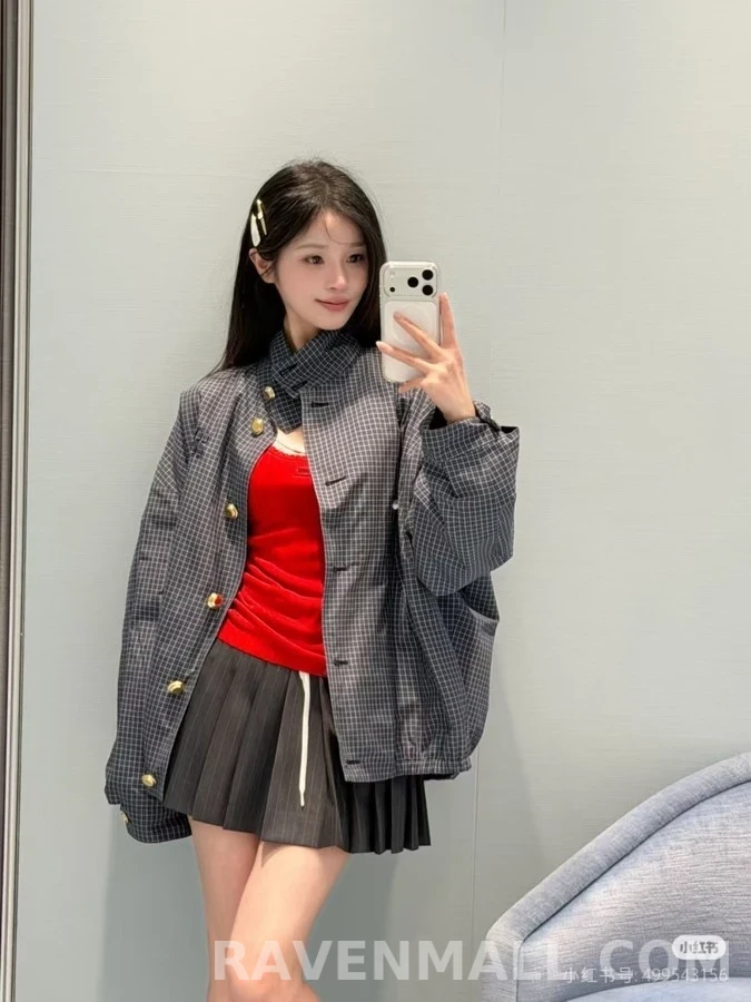 미우미우 미우미우 학원풍 격자무늬 셔츠 상세 이미지