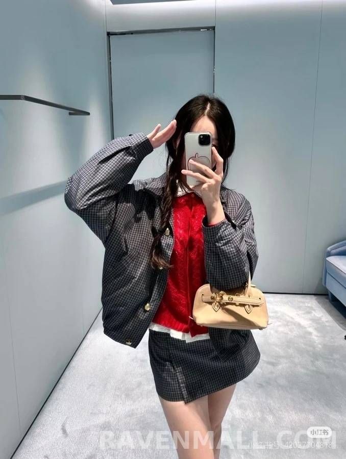 미우미우 미우미우 학원풍 격자무늬 셔츠 상세 이미지