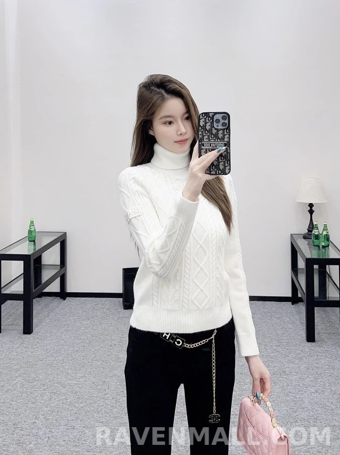 샤넬 샤넬 케이블 니트 터틀넥 스웨터 상세 이미지