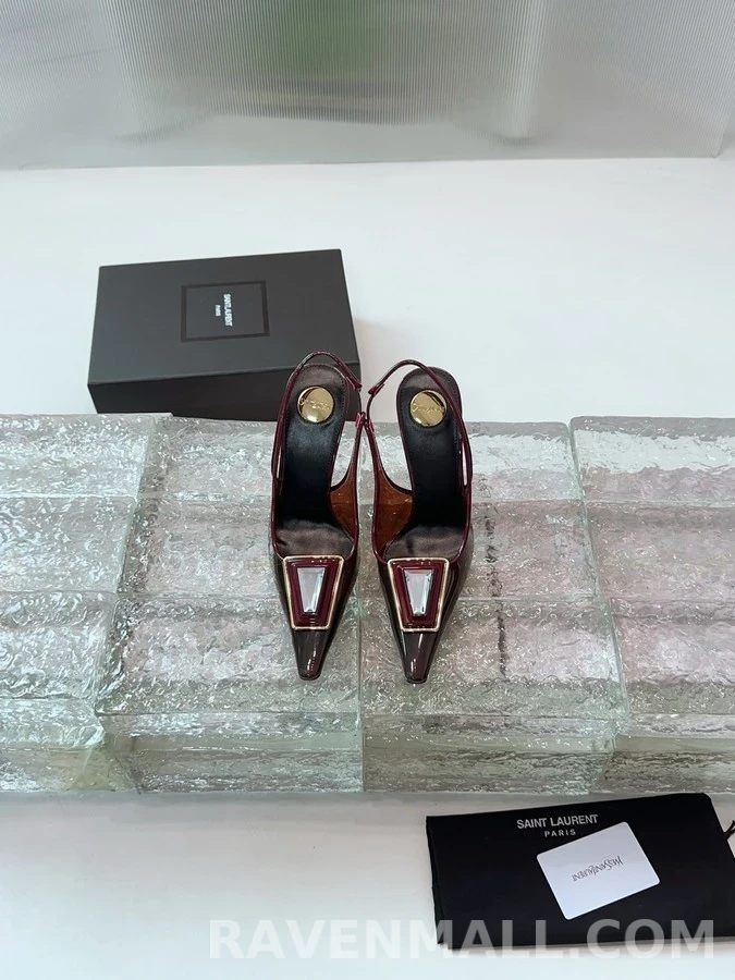 생로랑 세인트로랑 PVC 버클 슬링백 힐 상세 이미지