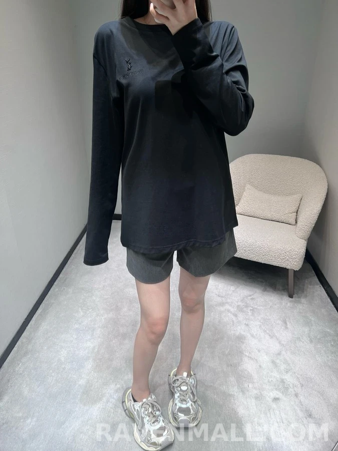 생로랑 생로랑 라운드넥 긴팔 티셔츠 상세 이미지