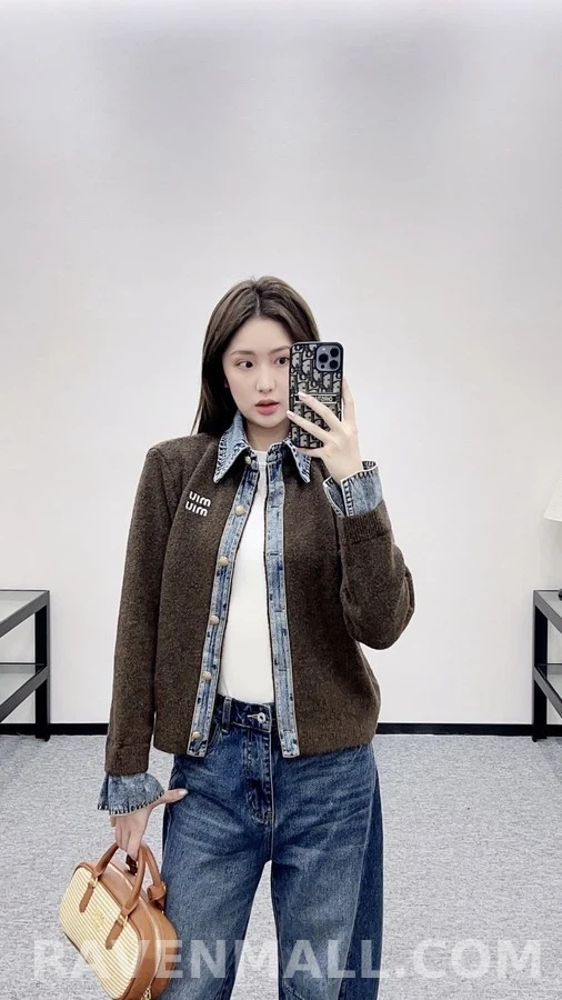 미우미우 미우미우 데님 콤비 니트 가디건 상세 이미지