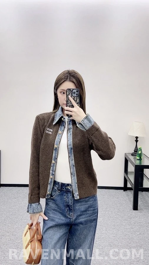 미우미우 미우미우 데님 콤비 니트 가디건 상세 이미지
