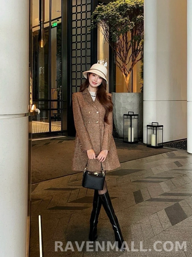 샤넬 샤넬 트위드 카라 페플럼 원피스 상세 이미지
