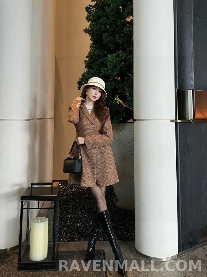 샤넬 샤넬 트위드 카라 페플럼 원피스 상세 이미지