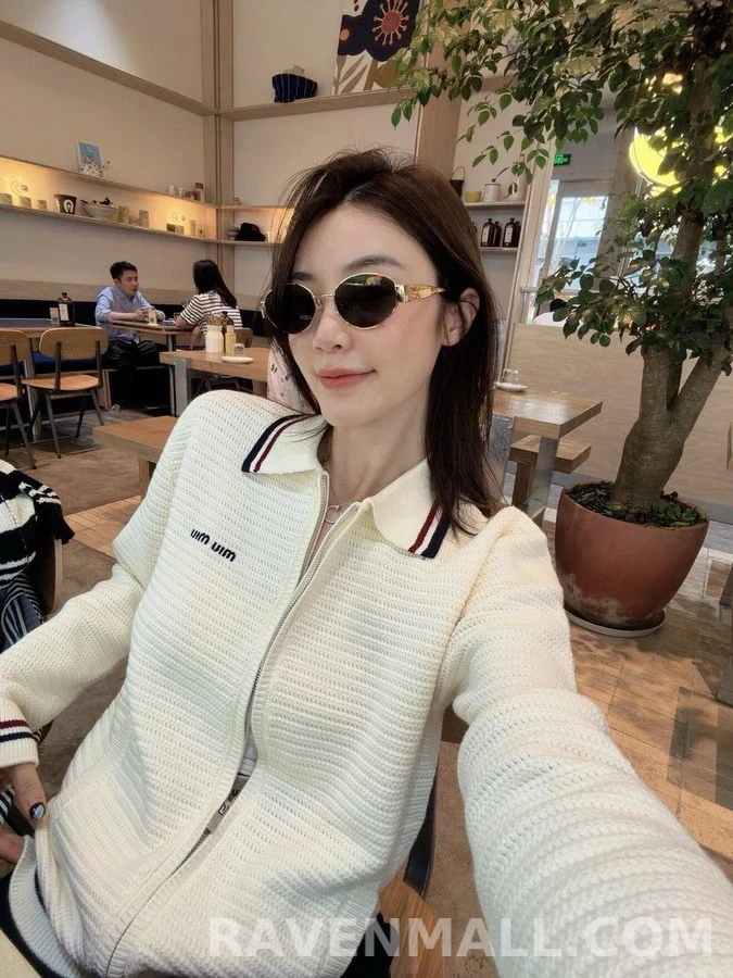 미우미우 미우미우 컬러 블록 니트 집업 가디건 상세 이미지