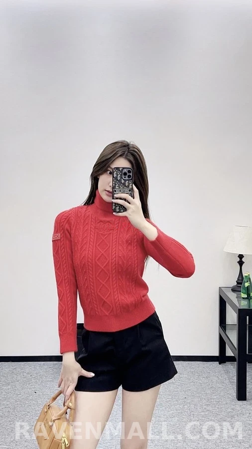 샤넬 샤넬 케이블 니트 터틀넥 스웨터 상세 이미지