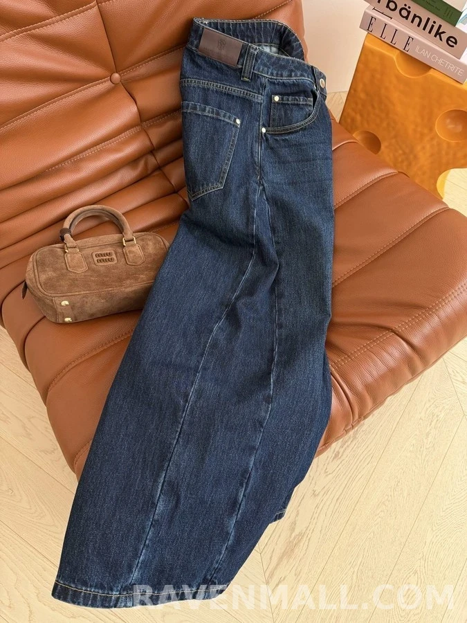 브루넬로 쿠치넬리 브루넬로 쿠치넬리 와이드핏 롤업 데님 팬츠 상세 이미지
