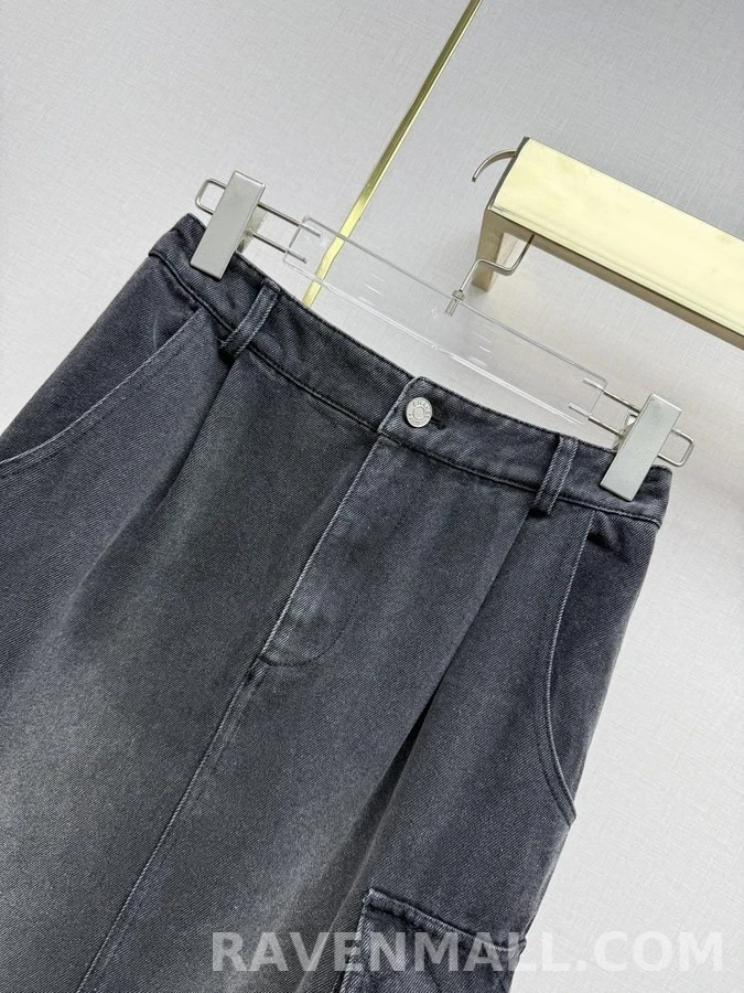 샤넬 샤넬 퀼팅 카고 데님 스커트 상세 이미지