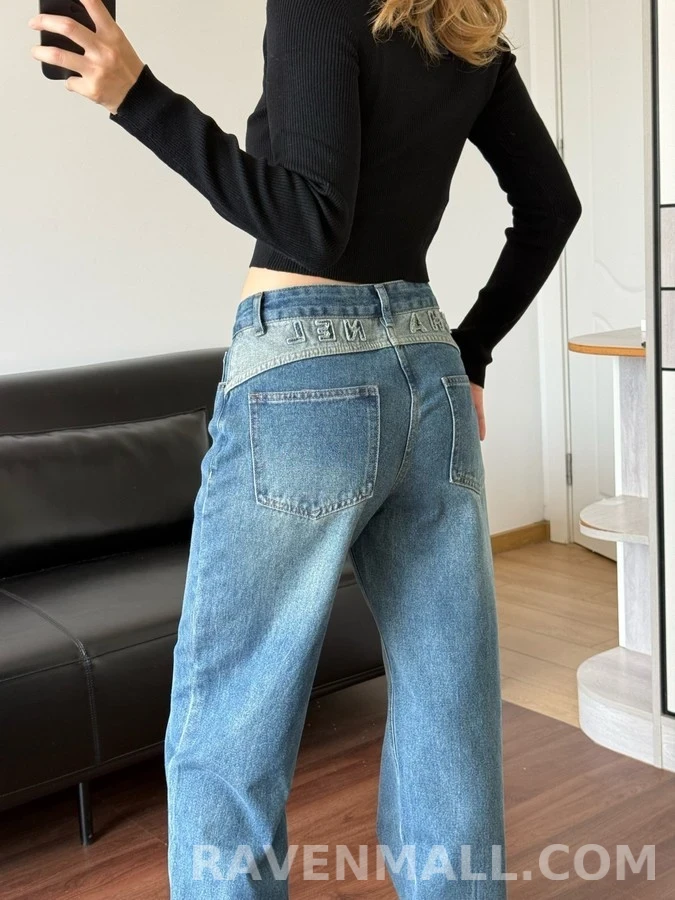 샤넬 샤넬 레터링 자수 스트레이트 데님 팬츠 상세 이미지