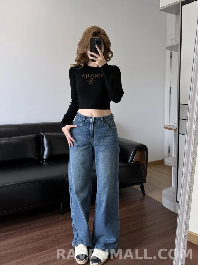 샤넬 샤넬 레터링 자수 스트레이트 데님 팬츠 상세 이미지
