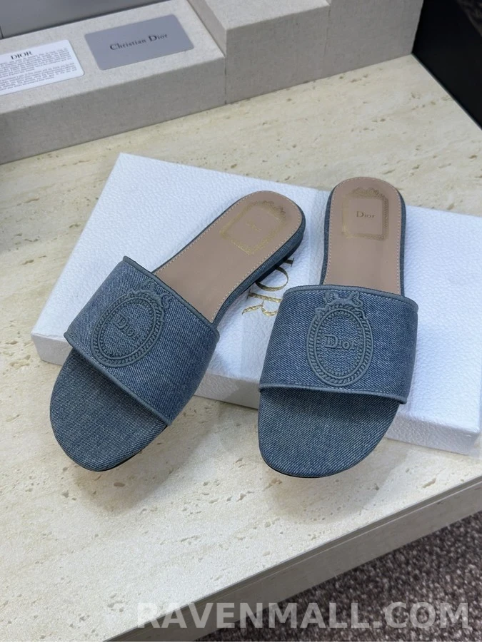 디올 디올 데님 로고 플랫 샌들 상세 이미지