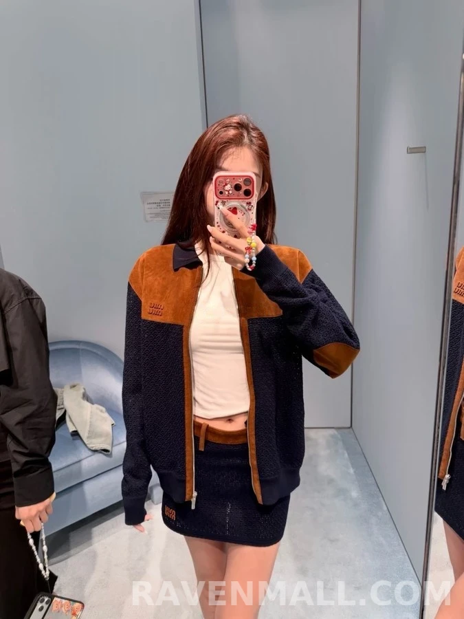 미우미우 미우미우 크로셰 스웨이드 미니 스커트 상세 이미지