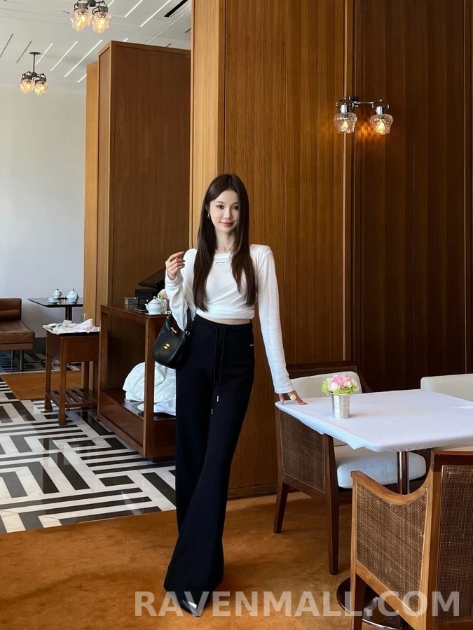 미우미우 미우미우 미니로고 드로스트링 플레어 팬츠 상세 이미지