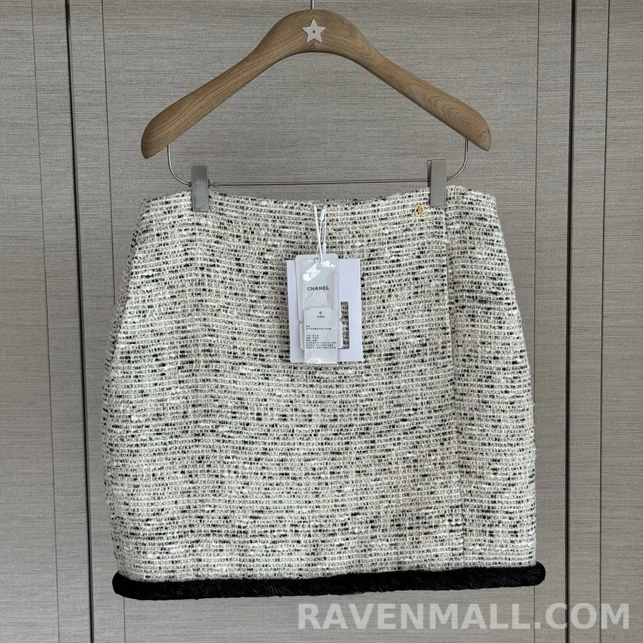 샤넬 샤넬 블랙앤화이트 트위드 미니 스커트 상세 이미지