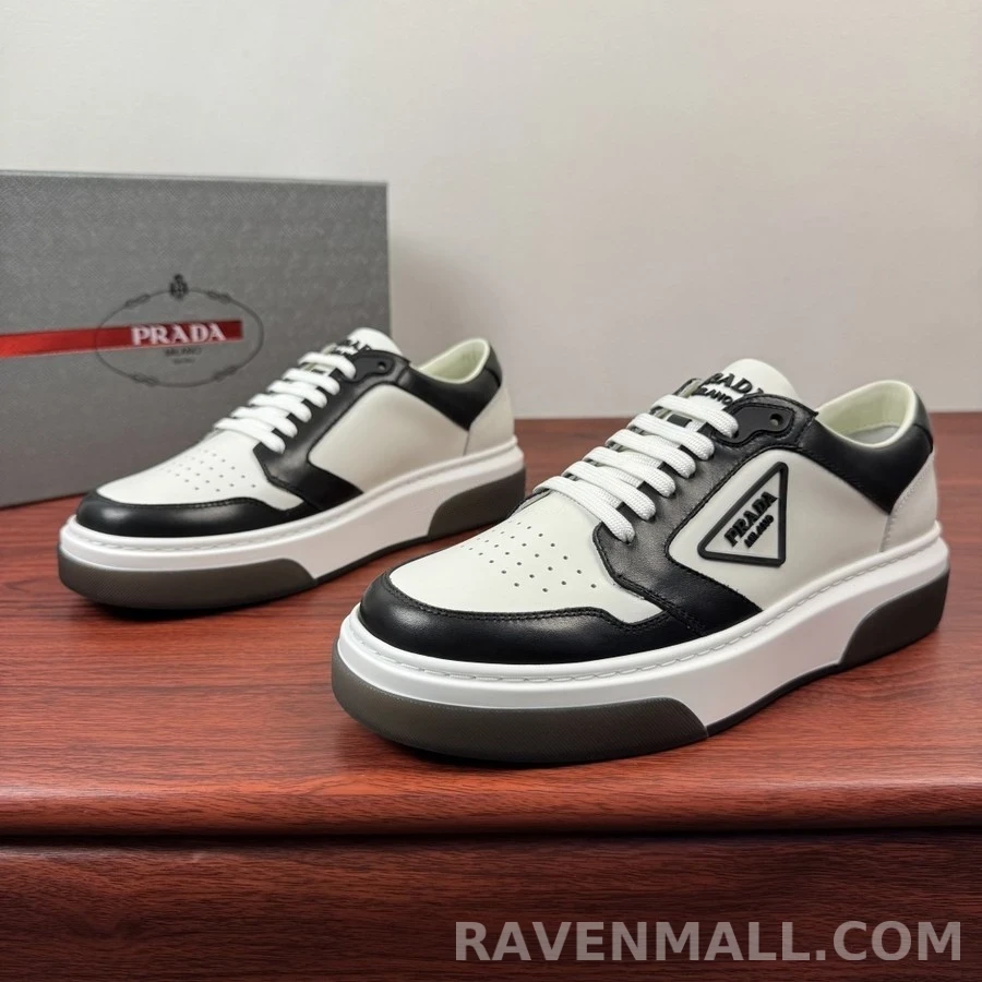 프라다 프라다 트라이앵글 로고 배색 플랫폼 스니커즈 상세 이미지