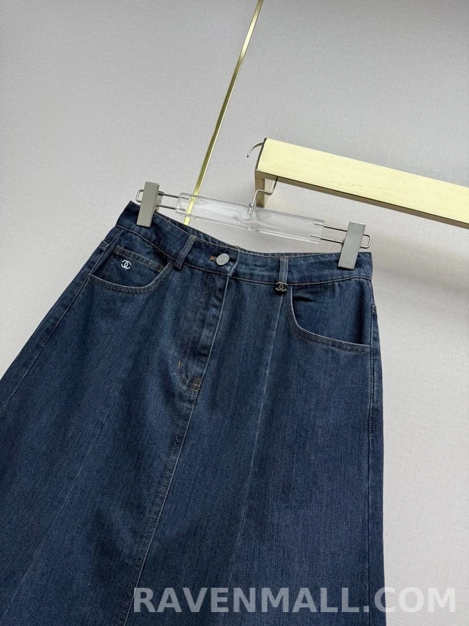 샤넬 샤넬 더블 C 데님 플레어 스커트 상세 이미지