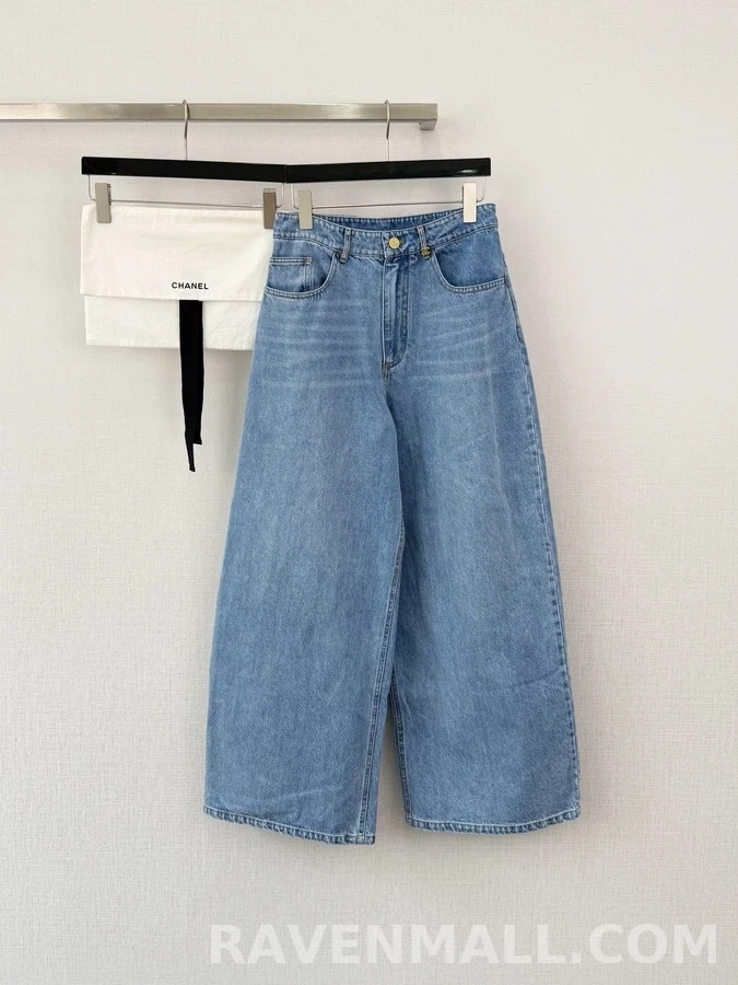 샤넬 샤넬 더블C 스티치 와이드 데님 팬츠 상세 이미지