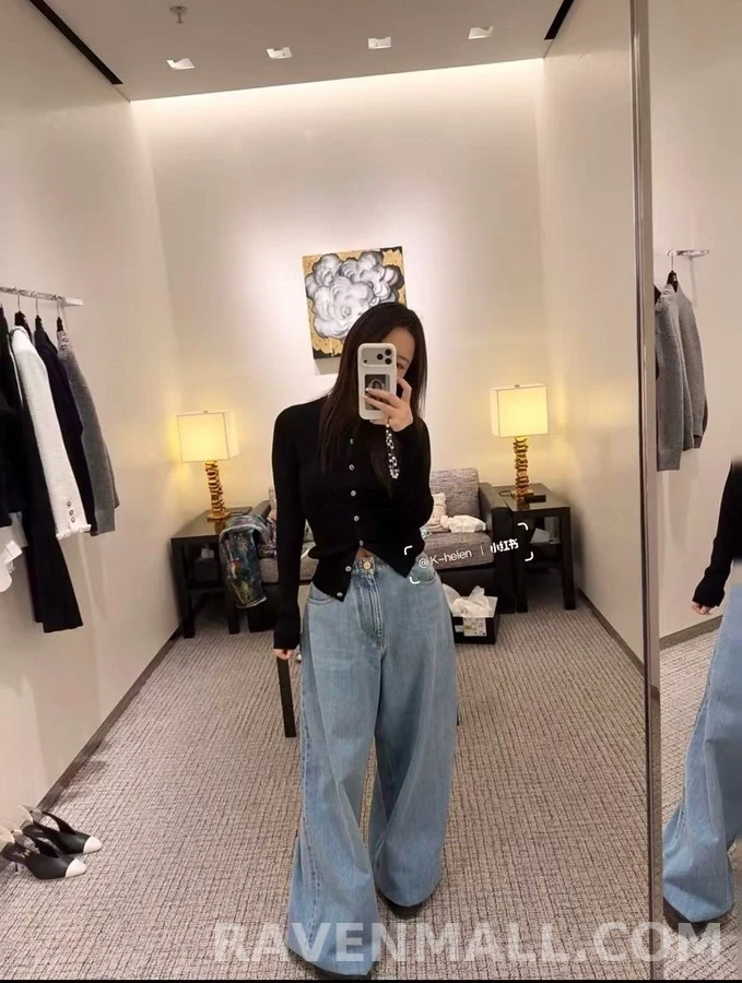 샤넬 샤넬 더블C 스티치 와이드 데님 팬츠 상세 이미지