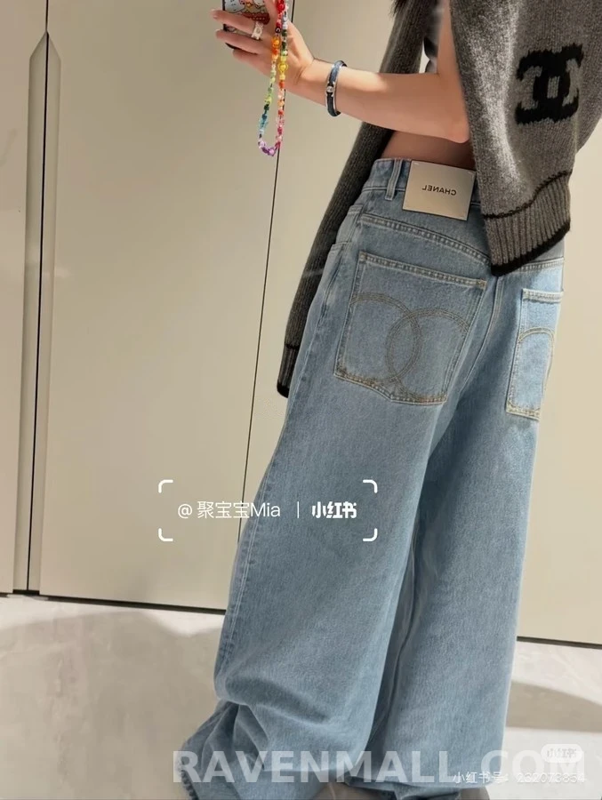 샤넬 샤넬 더블C 스티치 와이드 데님 팬츠 상세 이미지