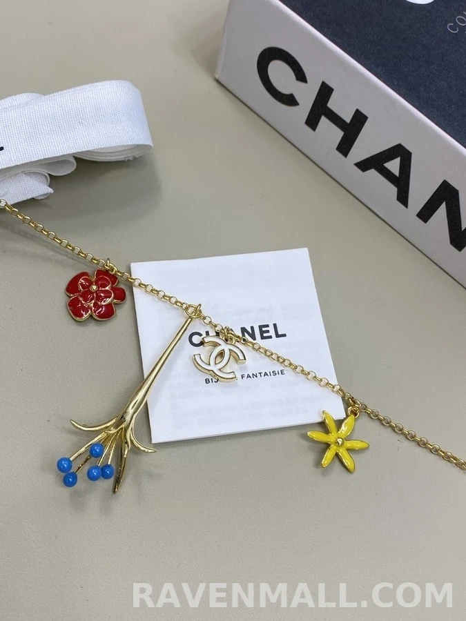 샤넬 샤넬 컬러 플라워 참 목걸이 상세 이미지