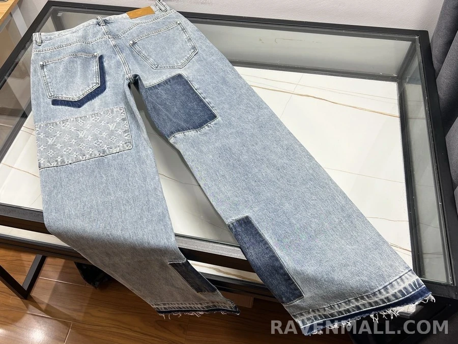 루이비통 루이비통 패치워크 워싱 와이드 데님 팬츠 상세 이미지