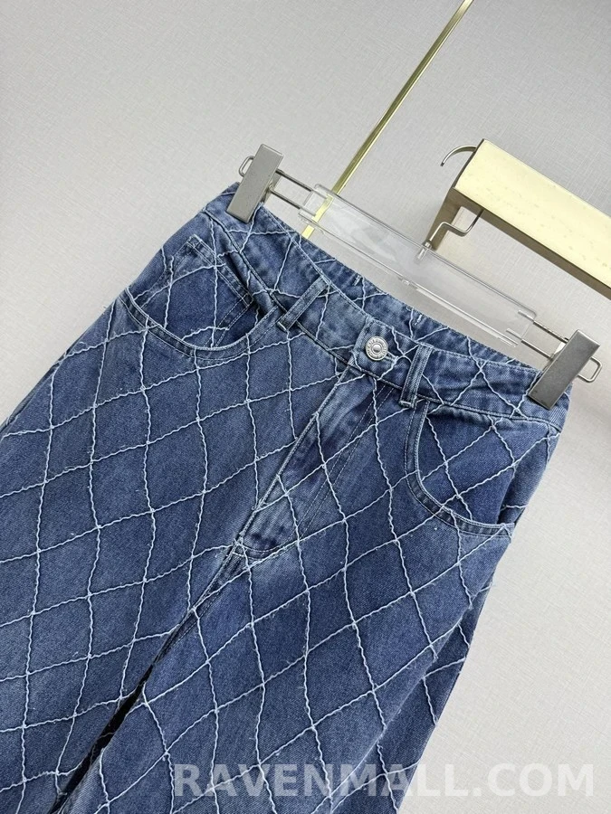 샤넬 샤넬 다이아몬드 퀼팅 데님 와이드 팬츠 상세 이미지