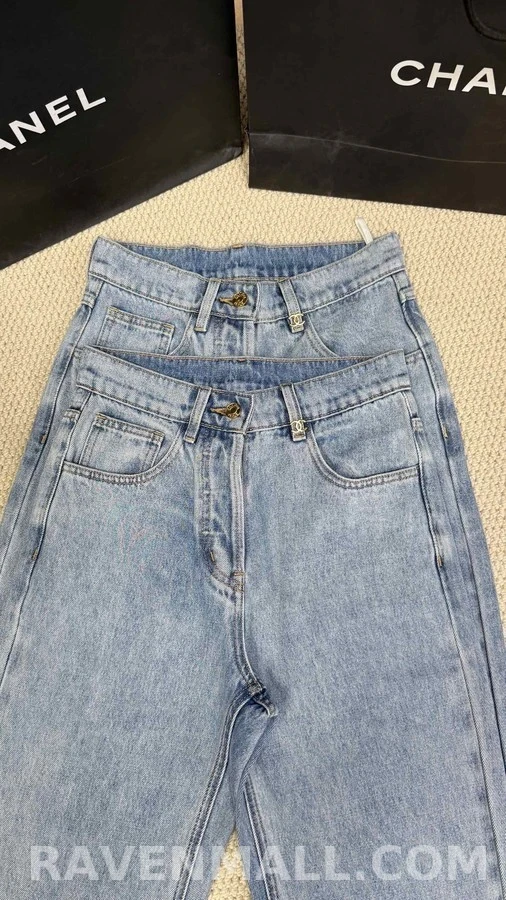 샤넬 샤넬 로고 와이드 데님 팬츠 상세 이미지