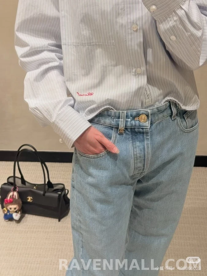 샤넬 샤넬 로고 와이드 데님 팬츠 상세 이미지