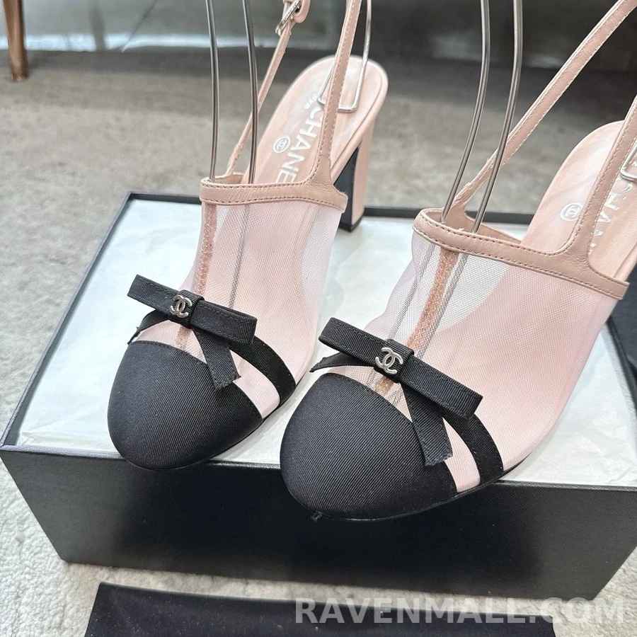샤넬 샤넬 메쉬 보우 슬링백 힐 상세 이미지
