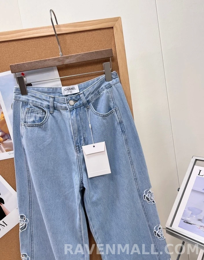 샤넬 샤넬 오픈워크 로고 데님 팬츠 상세 이미지