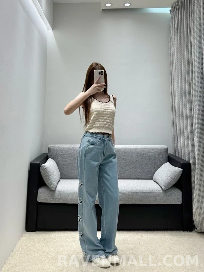 샤넬 샤넬 오픈워크 로고 데님 팬츠 상세 이미지