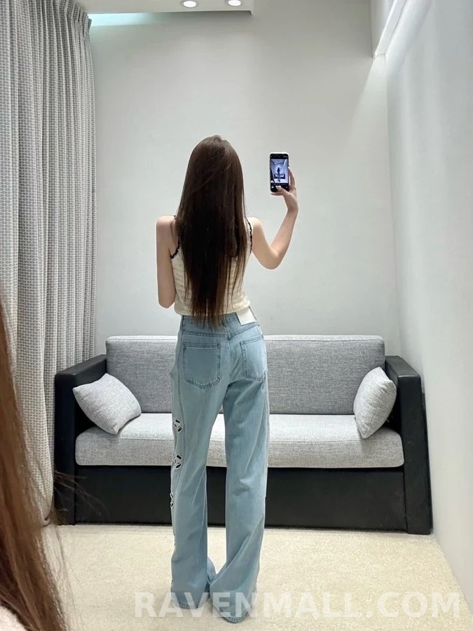 샤넬 샤넬 오픈워크 로고 데님 팬츠 상세 이미지