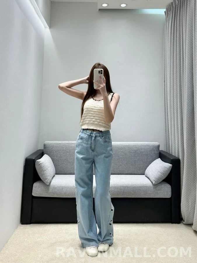 샤넬 샤넬 오픈워크 로고 데님 팬츠 상세 이미지