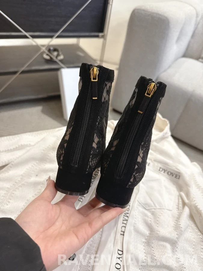 디올 디올 레이스 자수 앵클 부츠 상세 이미지