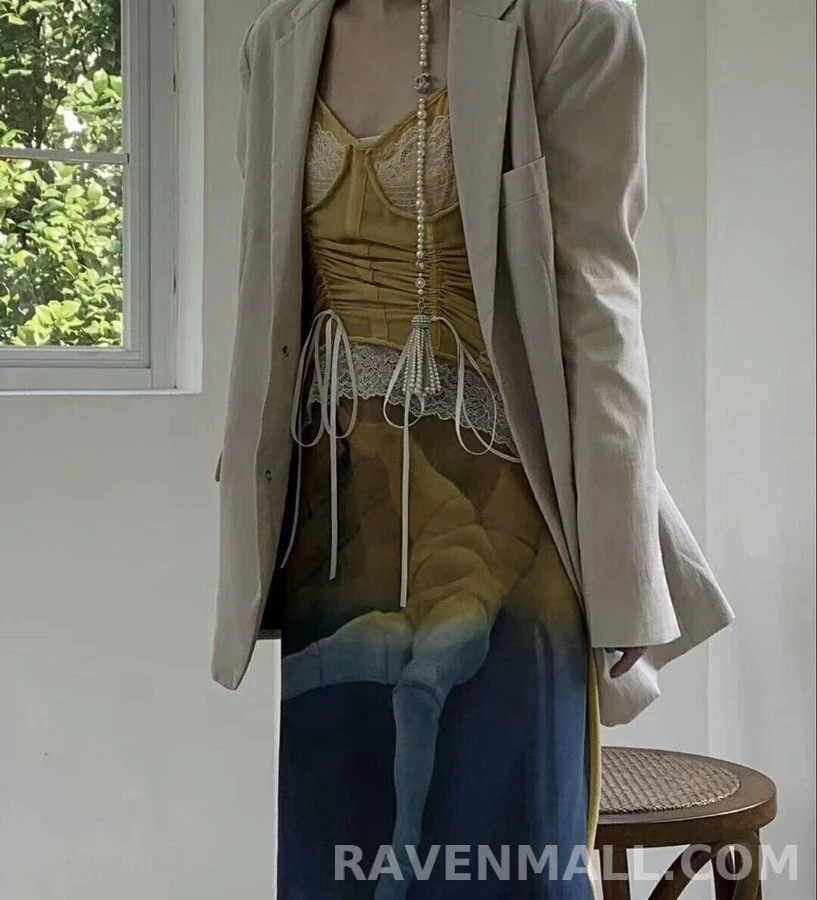 샤넬 샤넬 로고 진주 롱 목걸이 상세 이미지