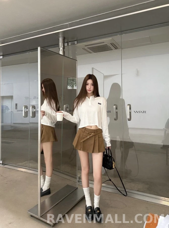 미우미우 미우미우 메탈 벨티드 플리츠 미니 스커트 상세 이미지