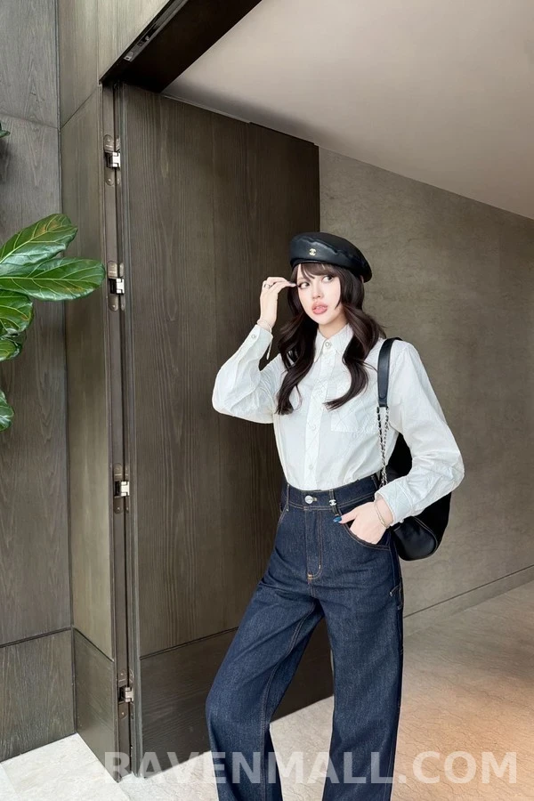 샤넬 샤넬 로고 데님 스트레이트 팬츠 상세 이미지