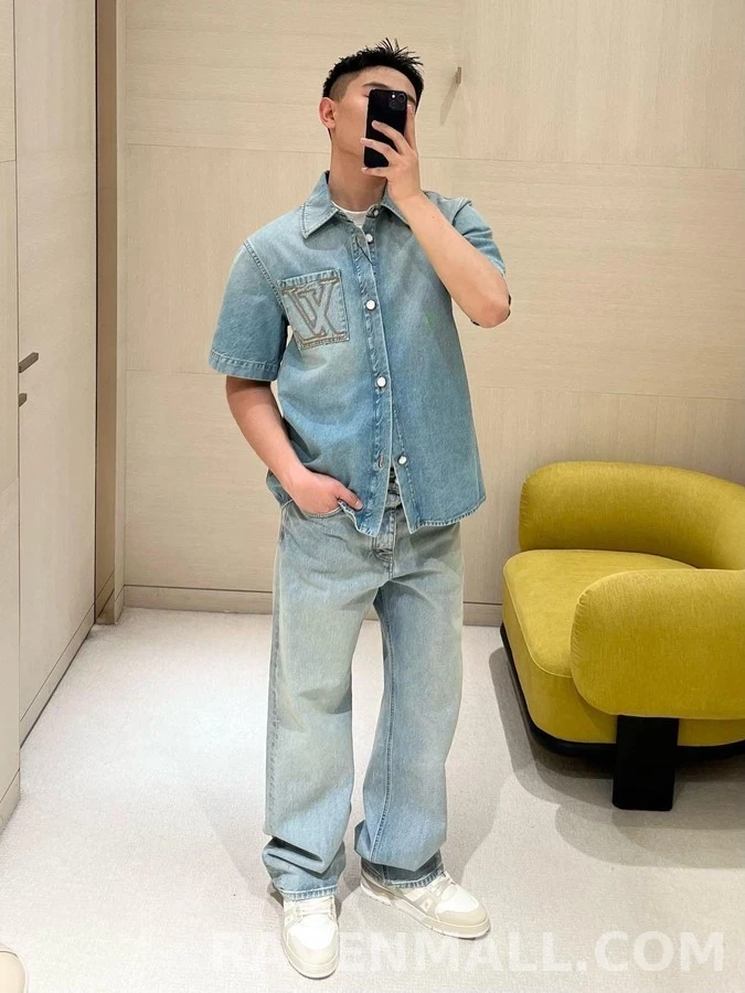 루이비통 루이비통 워싱 와이드 데님 팬츠 상세 이미지