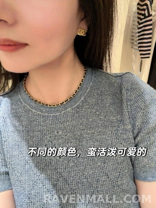 샤넬 샤넬 로고 가죽 체인 귀걸이 상세 이미지