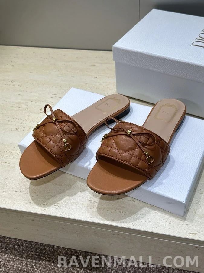 디올 디올 Cannage 퀼팅 보우 슬라이드 상세 이미지