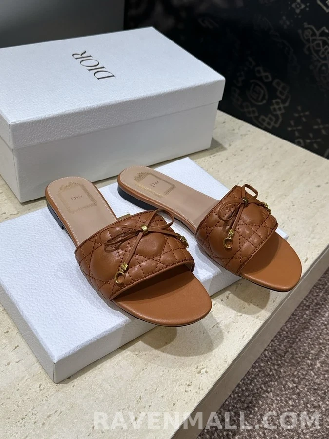 디올 디올 Cannage 퀼팅 보우 슬라이드 상세 이미지