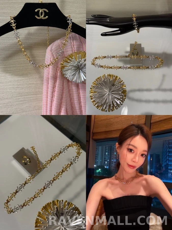 샤넬 샤넬 투톤 체인 초커 목걸이 상세 이미지