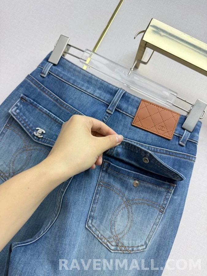 샤넬 샤넬 더블 C 버튼 플레어 데님 팬츠 상세 이미지