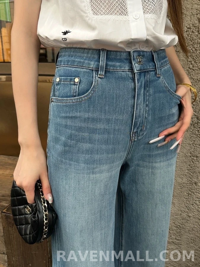 샤넬 샤넬 더블 C 버튼 플레어 데님 팬츠 상세 이미지